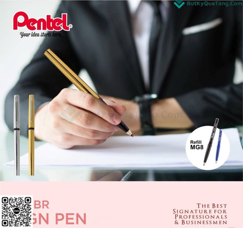 Bút Ký Cao Cấp Pentel RS3 Ngòi 0.8mm Mực Xanh (1)
