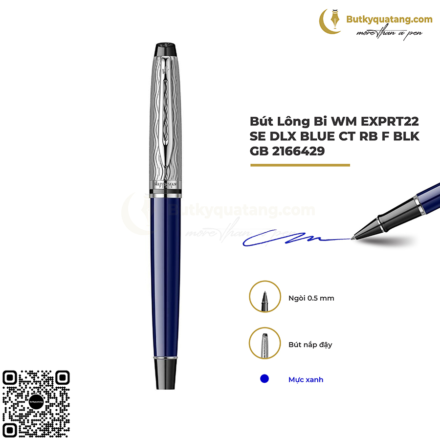 Bút Lông Bi Waterman Expert Lessence Du Bleu Lacquer CT Rollerball Pen 2166429 1